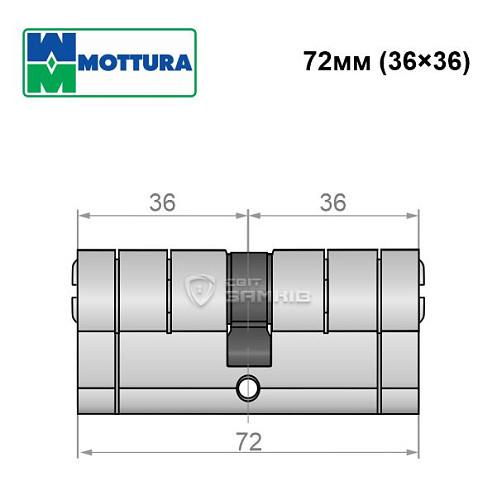 Циліндр MOTTURA Champions Pro 72 (36*36) матовий хром - Фото №7