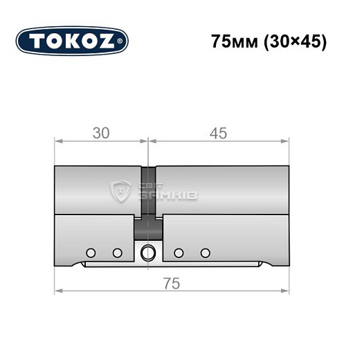 Циліндр TOKOZ Pro300 75 (30*45) нікель матовий - Фото №6