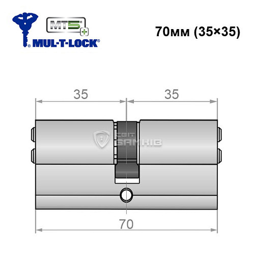 Цилиндр MUL-T-LOCK MTL800/MT5 + MOD 70 (35*35) (модульный) никель сатин - Фото №5