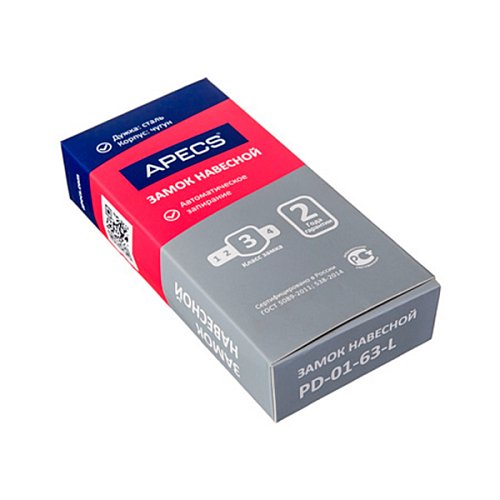 Замок навісний APECS PD-01-L-63 (3 ключа) - Фото №2