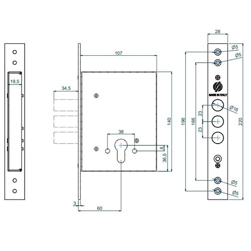 Механизм замка SECUREMME 2069 (BS60мм) - Фото №3