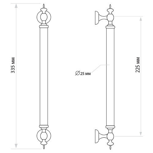 Ручка скоба OZEN Osmanli AP209.22-90° L:335 X:225 W:25mm чорний (половинка) - Фото №9