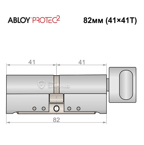 Цилиндр ABLOY Protec2 82T (41*41T) хром полированный - Фото №5