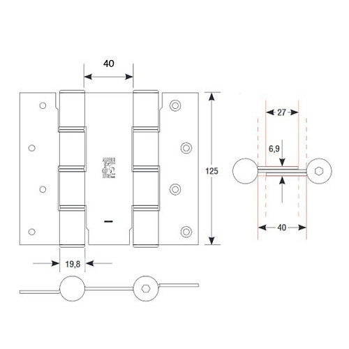 Петля барная ALDEGHI LUIGI 87AB125-40 125 мм AB бронза - Фото №11