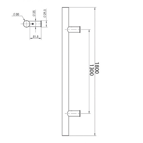 Ручка скоба WALA P10 1800/1300.90 (наружная) труба 30 нержавеющая сталь М304 - Фото №4