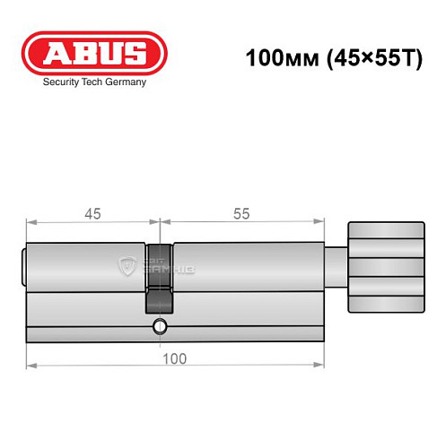 Циліндр ABUS Vitess 1000 100T (45*55T) нікель сатин - Фото №7