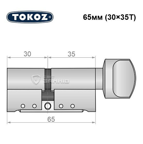 Цилиндр TOKOZ Pro300 65T (30*35T) никель матовый - Фото №5