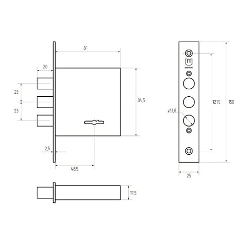 Механизм замка SHERLOCK 10.01 (BS51мм) 5 ключей - Фото №5