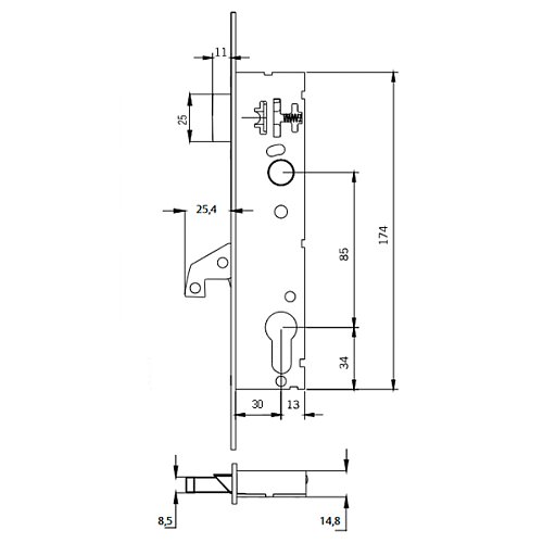 Механизм замка антипаника TESA 2240BA (BS30*85мм) правый для активной створки - Фото №8