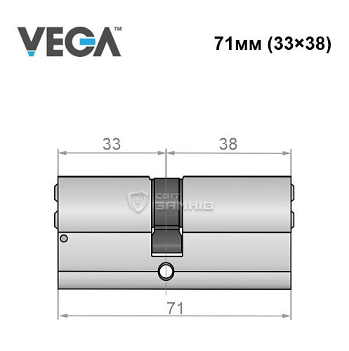 Циліндр VEGA VP-7 71 (33*38) нікель сатин - Фото №4