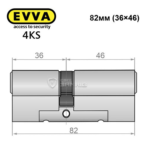 Цилиндр EVVA 4KS 82 (36*46) никель сатин 3 ключа - Фото №4
