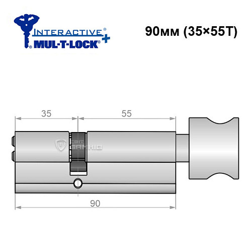 Циліндр MUL-T-LOCK MTL600/Interactive+ MOD 90T (35*55T) (модульний) нікель сатин - Фото №6