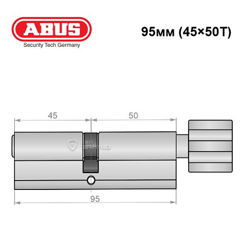 Циліндр ABUS S60P 95T (45*50T) нікель - Фото №7