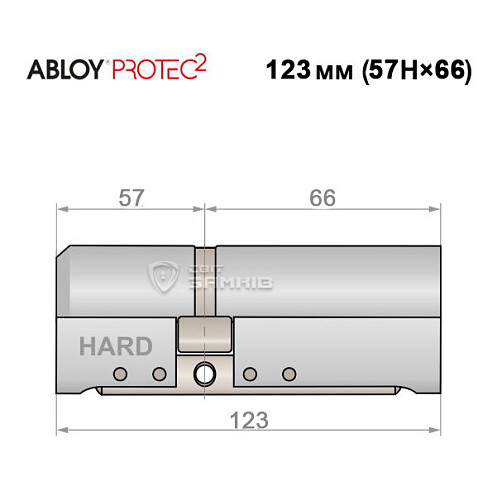 Циліндр ABLOY Protec2 123 (57H*66) (H - гартована сторона) хром полірований - Фото №4