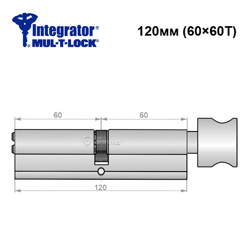 Циліндр MUL-T-LOCK Integrator 120 (60*60) нікель сатин - Фото №5