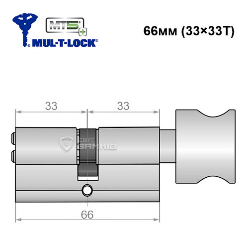 Цилиндр MUL-T-LOCK MTL800/MT5+ 66T (33*33T) никель сатин - Фото №5