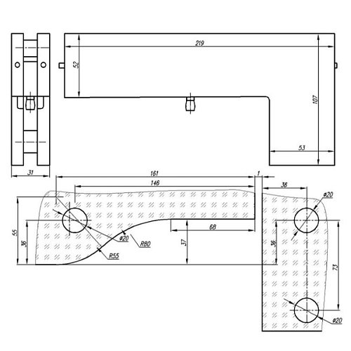 Угловой Г-образный фиксатор GLASS-M-TECH EK-40 сатин - Фото №4