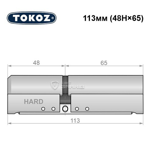 Циліндр TOKOZ Pro400 113 (48H*65) (H - гартована сторона) нікель матовий - Фото №5