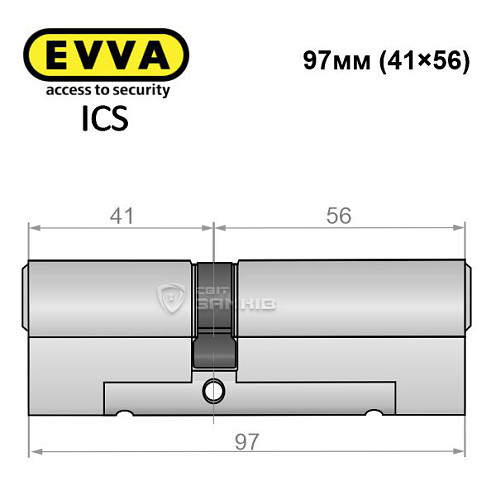 Цилиндр EVVA ICS 97 (41*56) никель сатин - Фото №6