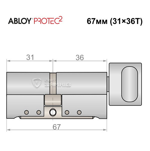 Циліндр ABLOY Protec2 67T (31*36T) хром полірований - Фото №5
