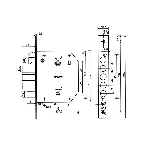 Механізм замка HORST HR-06S (BS66,5*42мм) лівий - Фото №4