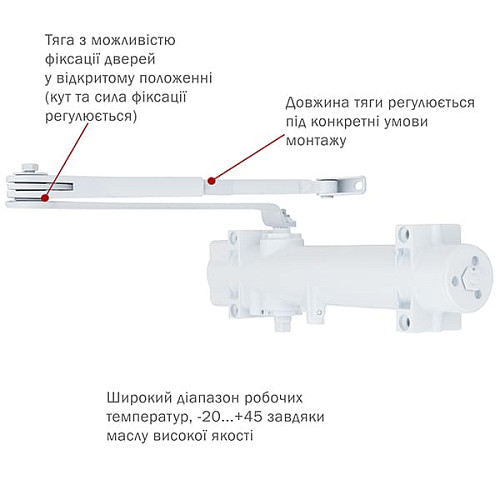 Дотягувач RYOBI DS-4550 BC/DA STD HO з фіксацією до 200кг Білий - Фото №5