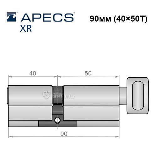 Цилиндр APECS XR 90Т (40*50Т) никель сатин - Фото №5