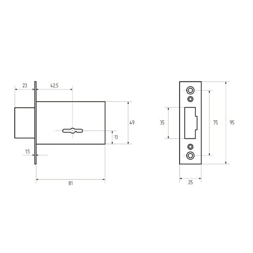 Механізм замка SHERLOCK 05.800-C (BS44мм) 3 ключа - Фото №4