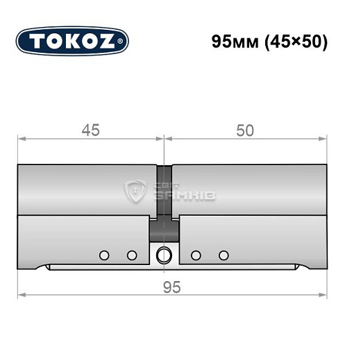 Циліндр TOKOZ Pro300 95 (45*50) нікель матовий - Фото №6