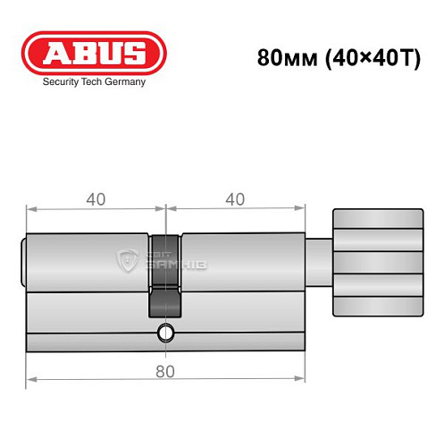 Циліндр ABUS S60P 80T (40*40T) нікель - Фото №7
