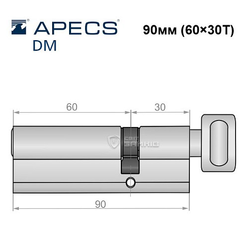 Циліндр AVERS DM 90T (60*30T) хром полірований - Фото №5