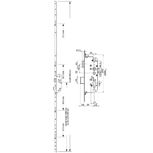 Механізм замка GU Europa R4 заскочка 35*92 мм рейка 2285 мм - Фото №4