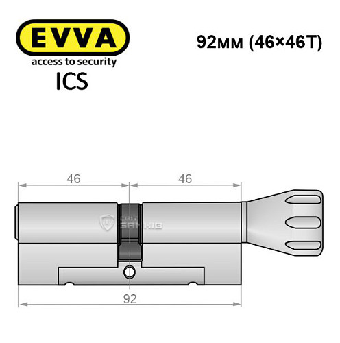 Цилиндр EVVA ICS 92T (46*46T) никель сатин - Фото №7