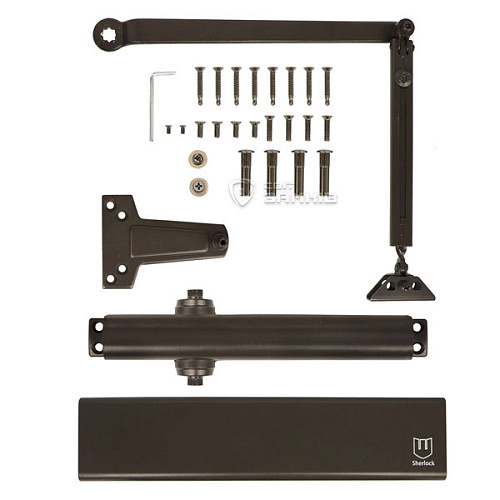 Доводчик SHERLOCK F8300 EN 1-6 стандартная тяга до 150кг Коричневый - Фото №7