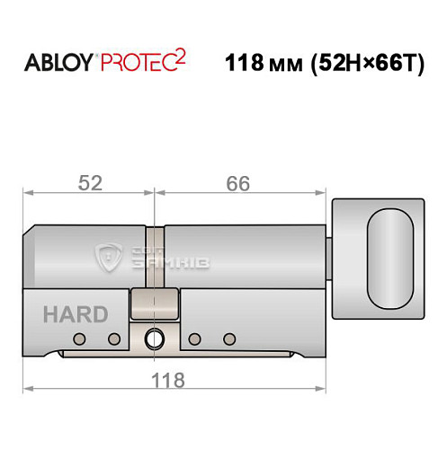 Циліндр ABLOY Protec2 118T (52H*66T) (H - гартована сторона) хром полірований - Фото №5