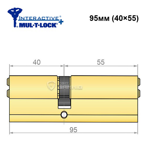 Циліндр MUL-T-LOCK MTL600/Interactive+ 95 (40*55) латунь - Фото №5