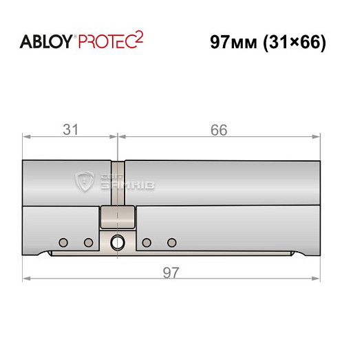 Циліндр ABLOY Protec2 97 (31*66) хром полірований - Фото №4