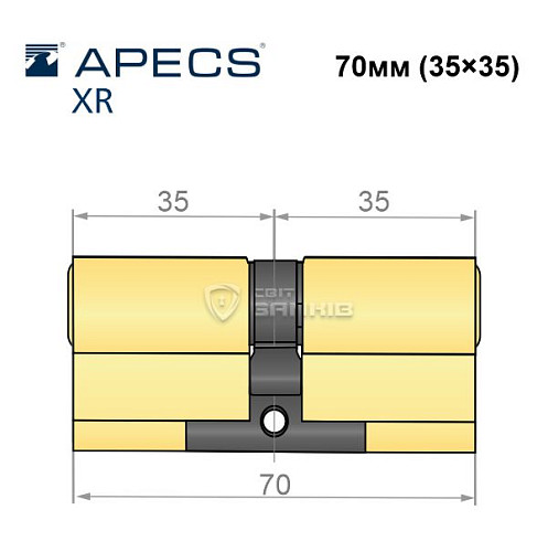 Циліндр APECS XR 70 (35*35) латунь матова  - Фото №4