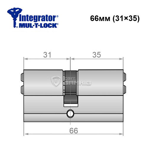 Цилиндр MUL-T-LOCK Integrator 66 (31*35) никель сатин - Фото №5