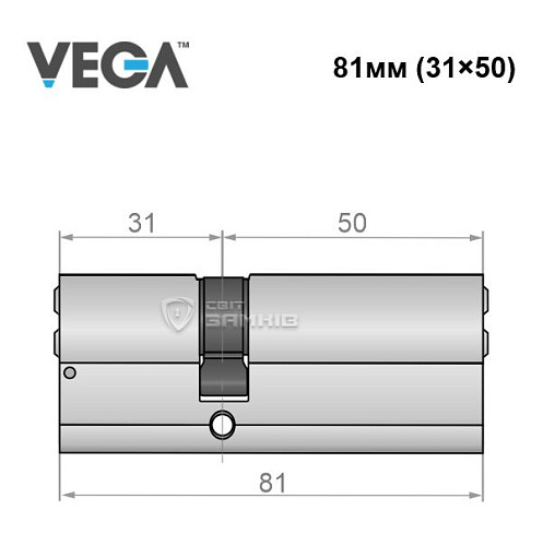 Циліндр VEGA VP-7 81 (31*50) нікель сатин - Фото №4