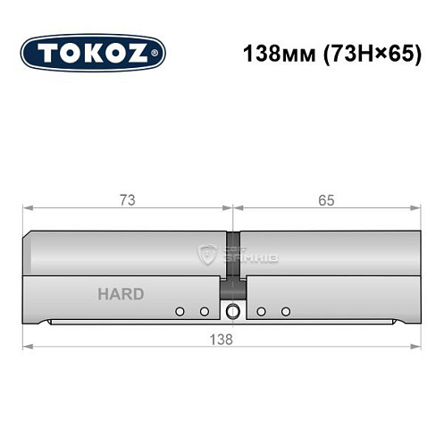 Циліндр TOKOZ Pro400 138 (73H*65) (H - гартована сторона) нікель матовий - Фото №5