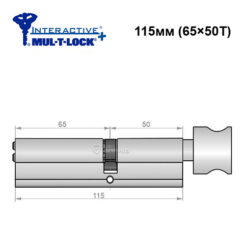Цилиндр MUL-T-LOCK Interactive + 115T (65*50T) никель сатин - Фото №6