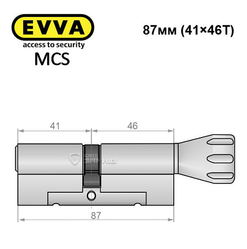 Цилиндр EVVA MCS 87T (41*46T) никель сатин - Фото №8