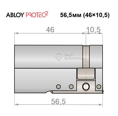 Циліндр половинка ABLOY Protec2 56,5 (46*10,5) хром полірований 3 ключа - Фото №5