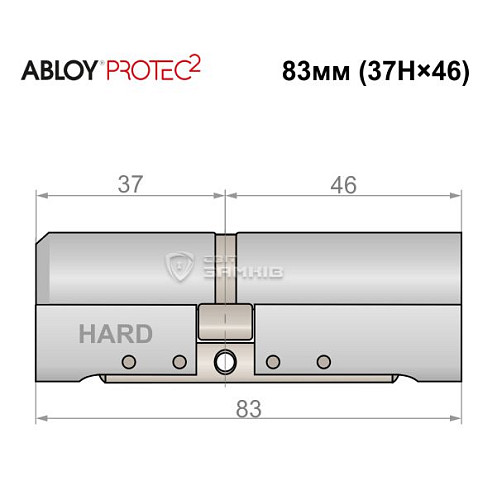 Цилиндр ABLOY Protec2 83 (37H*46) (H - закаленная сторона) хром полированный - Фото №4