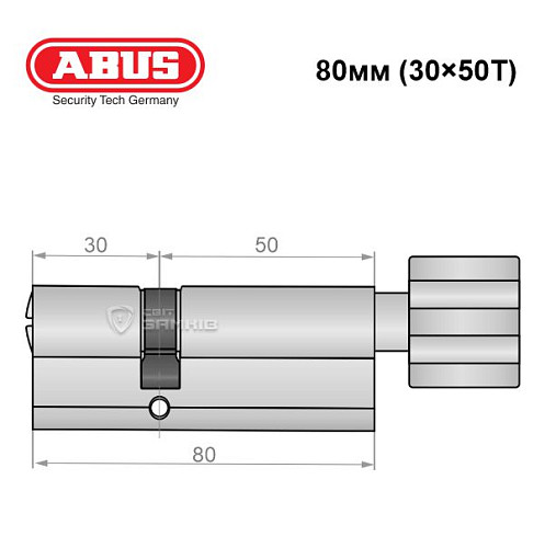 Цилиндр ABUS X12R 80T (30*50T) никель сатин - Фото №6
