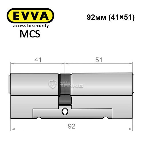 Цилиндр EVVA MCS 92 (41*51) никель сатин - Фото №7