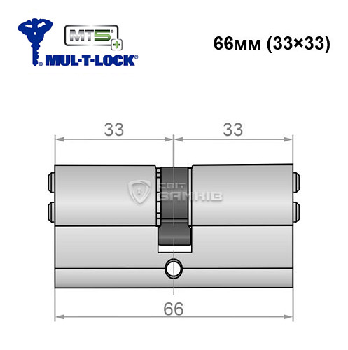 Циліндр MUL-T-LOCK MTL800/MT5+ 66 (33*33) нікель сатин - Фото №5
