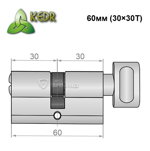 Цилиндр KEDR Zink 60T (30*30T) ZCN никель - Фото №2