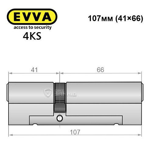 Цилиндр EVVA 4KS 107 (41*66) никель сатин 3 ключа - Фото №4